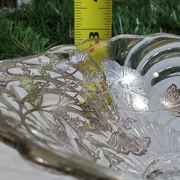 Vtg Sterling City Glass Co Sterling On Crystal Footed Handles Candy Fruit Bowl - Picture 11 of 14